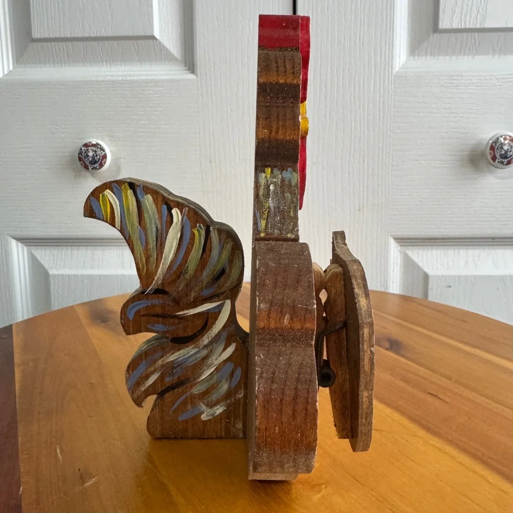 Wooden hand‎ painted rooster chicken folk art